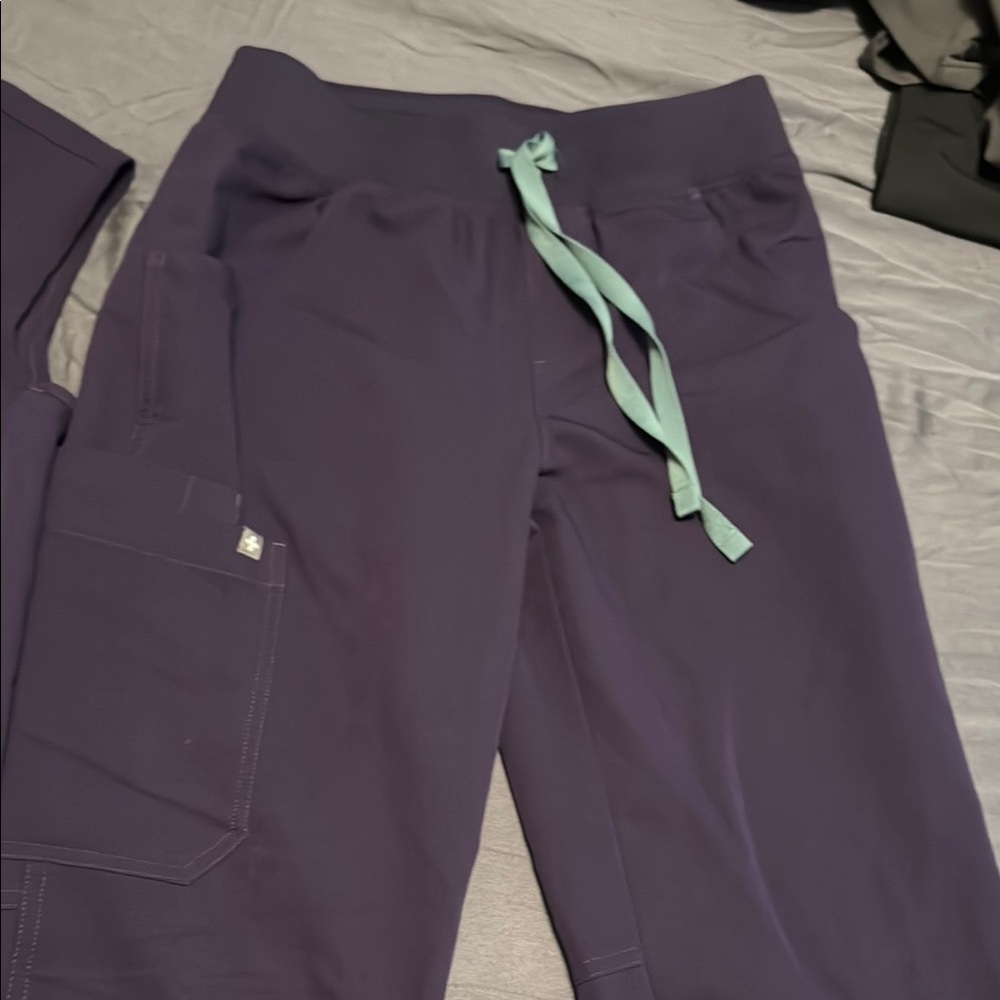 Figs Purple and Green Straight Leg Pants